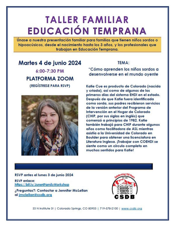 Early Education Family Workshop Spanish Flyer