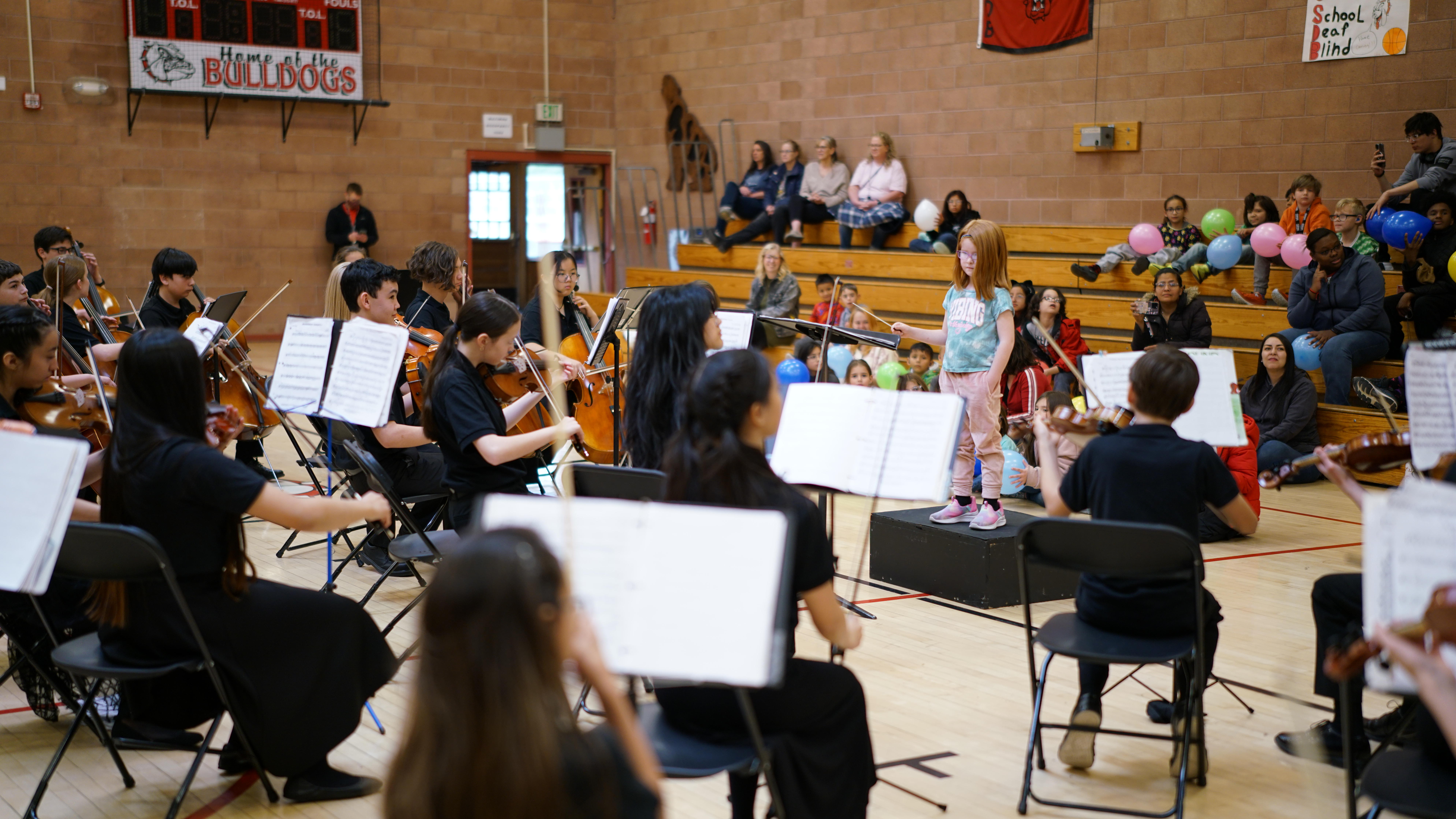 Young student conducts the symphony