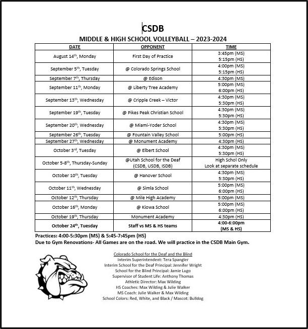 23-24 Volleyball Schedule