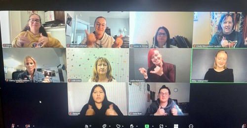 Providers learn from our presenter from Hands Land, Leala Holcomb, during a breakout room session.  The task was to create ASL songs for daily routines such as bathtime and bedtime.