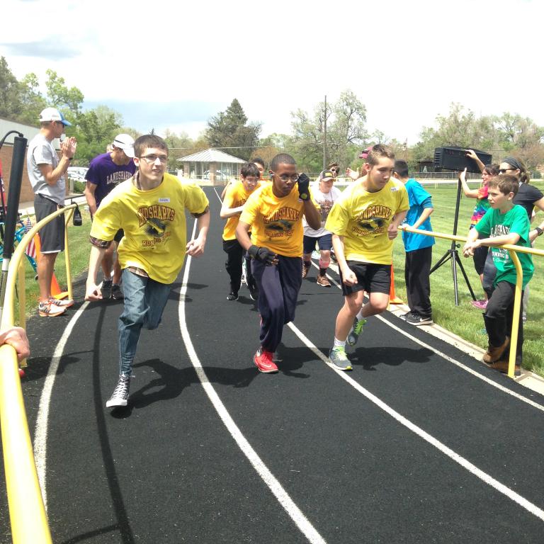 Students race during a Landshark track competition.