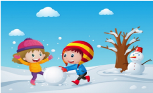 cartoon of kids making a snowman