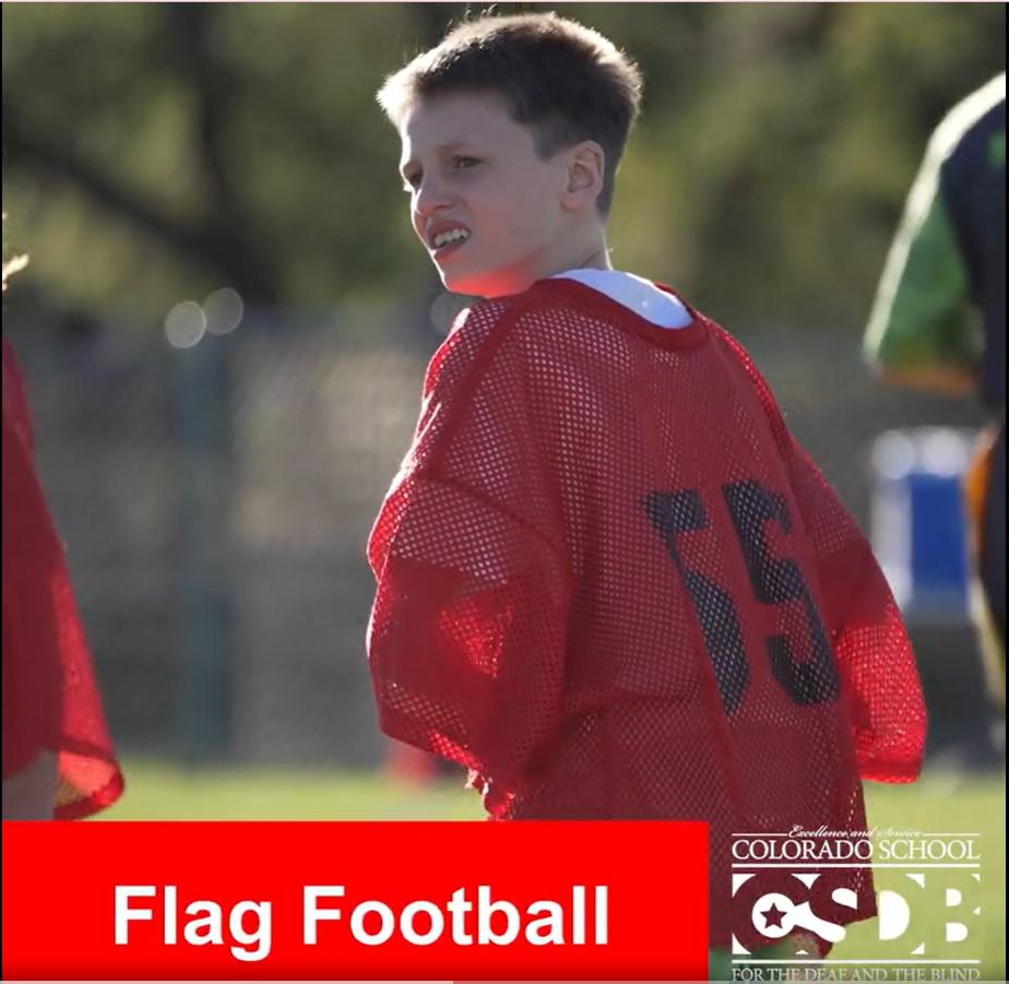 .  Flag Football, A student wearing a football jersey