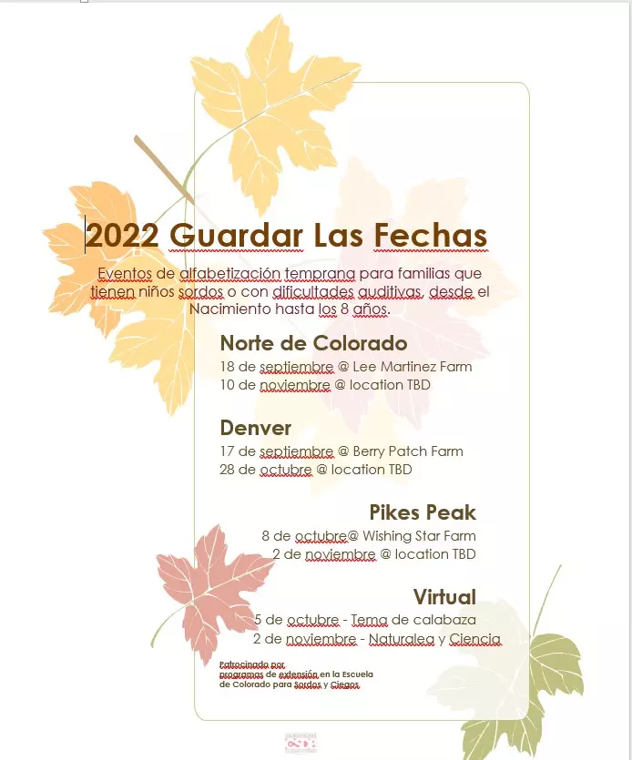 Fall Save the Dates-Spanish Flyer