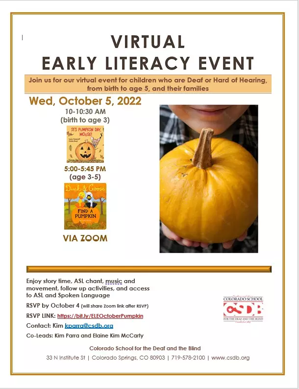 Virtual Early Literacy Event Flyer