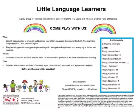 Flyer with information for Little Language Learners.  